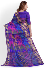 Multicolor Designer Wedding Partywear Pure Handloom Banarasi Zari Hand Embroidery Work Bridal Saree Sari With Blouse Piece BH108A