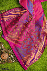 Multicolor Designer Wedding Partywear Pure Handloom Banarasi Zari Hand Embroidery Work Bridal Saree Sari With Blouse Piece BH108V