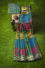 Multicolor Designer Wedding Partywear Pure Handloom Banarasi Zari Hand Embroidery Work Bridal Saree Sari With Blouse Piece BH108Y