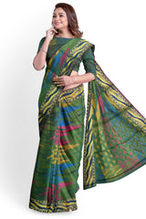 Multicolor Designer Wedding Partywear Pure Handloom Banarasi Zari Hand Embroidery Work Bridal Saree Sari With Blouse Piece BH108Y