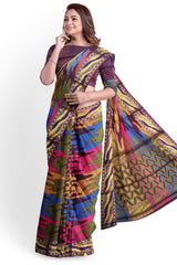 Multicolor Designer Wedding Partywear Pure Handloom Banarasi Zari Hand Embroidery Work Bridal Saree Sari With Blouse Piece BH108Z
