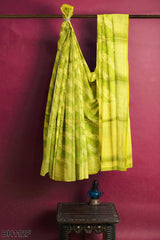 Yellow Designer Wedding Partywear Pure Handloom Banarasi Zari Hand Embroidery Work Bridal Saree Sari With Blouse Piece BH112F