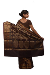 Coffee Brown Traditional Designer Wedding Hand Weaven Pure Benarasi Zari Work Saree Sari With Blouse BH13A