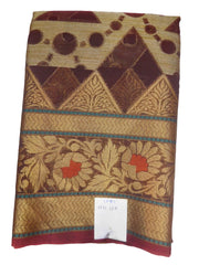 Coffee Brown Traditional Designer Wedding Hand Weaven Pure Benarasi Zari Work Saree Sari With Blouse BH13A