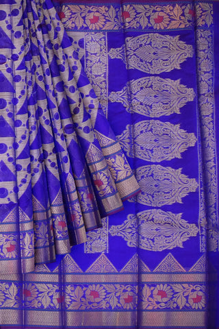 Blue Golden Designer Wedding Partywear Pure Handloom Banarasi Zari Hand Embroidery Work Bridal Saree Sari With Blouse Piece BH13C
