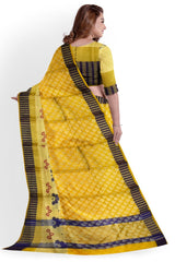 Yellow Designer Wedding Partywear Pure Handloom Banarasi Zari Hand Embroidery Work Bridal Saree Sari With Blouse Piece BH14D