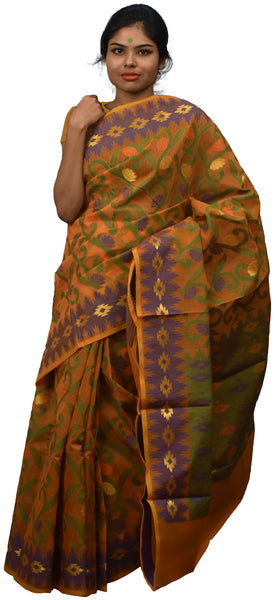Multicolour Traditional Designer Wedding Hand Weaven Pure Benarasi Zari Work Saree Sari With Blouse BH15D