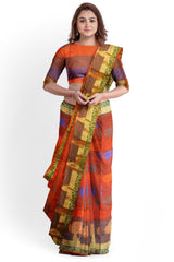 Orange Designer Wedding Partywear Pure Handloom Banarasi Zari Hand Embroidery Work Bridal Saree Sari With Blouse Piece BH16A