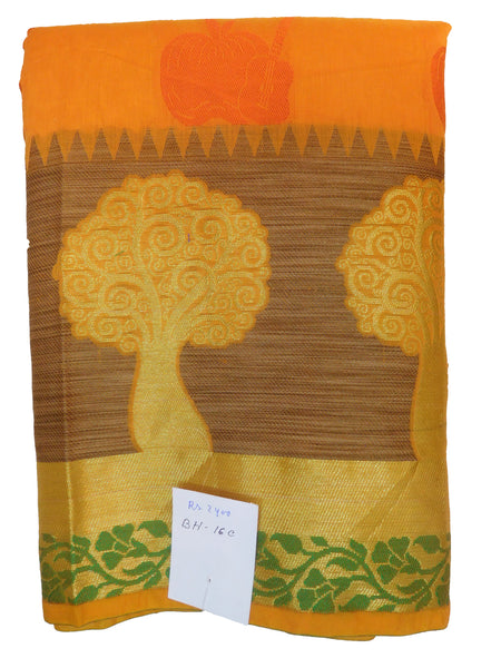 Orange Traditional Designer Wedding Hand Weaven Pure Benarasi Zari Work Saree Sari With Blouse BH16C