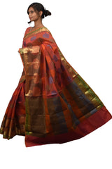 Red Traditional Designer Wedding Hand Weaven Pure Benarasi Zari Work Saree Sari With Blouse BH16E