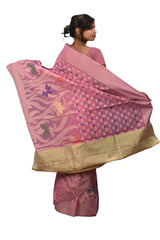 Pink Traditional Designer Wedding Hand Weaven Pure Benarasi Zari Work Saree Sari With Blouse BH1A