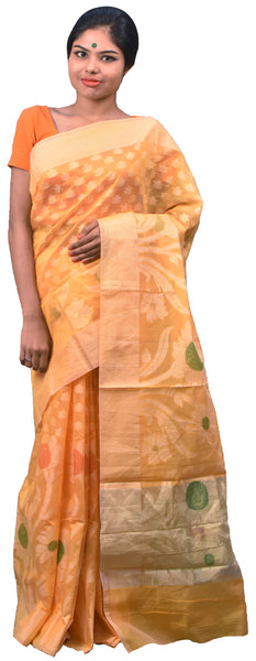 Yellow Traditional Designer Wedding Hand Weaven Pure Benarasi Zari Work Saree Sari With Blouse BH1F