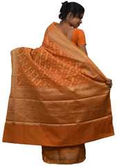 Orange Traditional Designer Wedding Hand Weaven Pure Benarasi Zari Work Saree Sari With Blouse BH2D