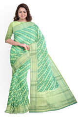 Green Golden Designer Wedding Partywear Pure Handloom Banarasi Zari Hand Embroidery Work Bridal Saree Sari With Blouse Piece BH2E