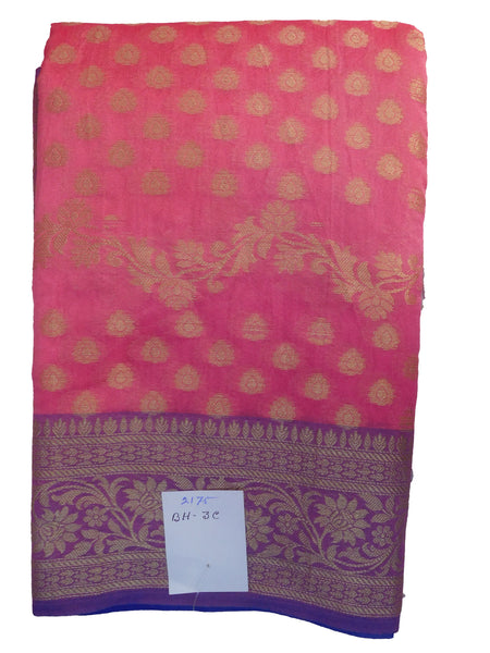 Pink & Purple Traditional Designer Wedding Hand Weaven Pure Benarasi Zari Work Saree Sari With Blouse BH3C