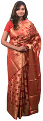 Red Traditional Designer Wedding Hand Weaven Pure Benarasi Zari Work Saree Sari With Blouse BH5D