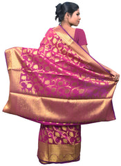 Pink Traditional Designer Wedding Hand Weaven Pure Benarasi Zari Work Saree Sari With Blouse BH5E