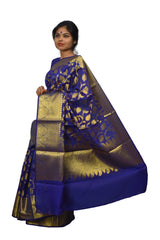 Blue Traditional Designer Wedding Hand Weaven Pure Benarasi Zari Work Saree Sari With Blouse BH5F