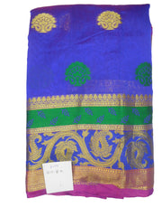 Blue Traditional Designer Wedding Hand Weaven Pure Benarasi Zari Work Saree Sari With Blouse BH8A