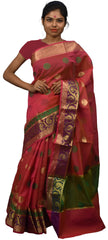 Pink Traditional Designer Wedding Hand Weaven Pure Benarasi Zari Work Saree Sari With Blouse BH8C