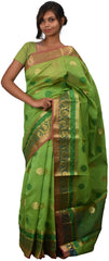 Green Traditional Designer Wedding Hand Weaven Pure Benarasi Zari Work Saree Sari With Blouse BH8D