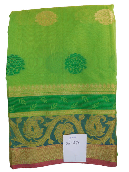 Green Traditional Designer Wedding Hand Weaven Pure Benarasi Zari Work Saree Sari With Blouse BH8D