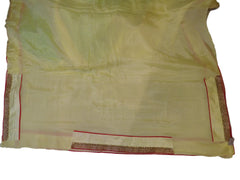Beige & Green Designer PartyWear Georgette (Viscos) Cutdana Beads Zari Hand Embroidery Work Saree Sari