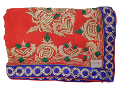Red Designer PartyWear Georgette (Viscos) Zari Stone Thread Hand Embroidery Work Saree Sari