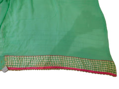 Turquoise Designer PartyWear Georgette (Viscos) Pearl Thread Hand Embroidery Work Saree Sari