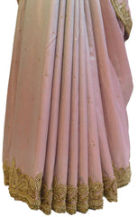 Lavender Designer PartyWear Silk Beads Bullion Cutdana Stone Hand Embroidery Work Saree Sari