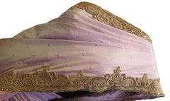 Lavender Designer PartyWear Silk Beads Bullion Cutdana Stone Hand Embroidery Work Saree Sari