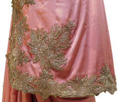 Gajari Designer PartyWear Silk Beads Bullion Cutdana Stone Hand Embroidery Work Saree Sari