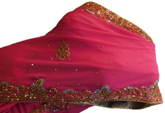 Pink Designer PartyWear Georgette Cutdana Stone Hand Embroidery Work Saree Sari
