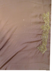 Coffee Brown Designer PartyWear Silk Beads Bullion Cutdana Stone Hand Embroidery Work Saree Sari