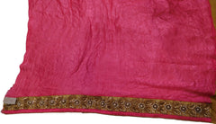 Pink & Beige Designer PartyWear Georgette (Viscos) Beads Pearl Stone Hand Embroidery Work Saree Sari