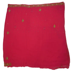 Pink Designer Wedding Partywear Georgette Zari Hand Embroidery Work Bridal Saree Sari With Blouse Piece C277