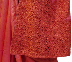 Gajari Designer Silk Hand Embroidery Thread Stone Work Saree Cutwork Sari