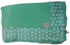 Turquoise Designer Georgette (Viscos) Hand Embroidery Beads Stone Work Saree Sari