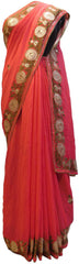 Gajari Designer Georgette (Viscos) Hand Embroidery Thread Sequence Zari Cutdana Pearl Work Wedding Bridal Saree Sari