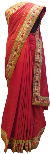 The Show Stopper Merron Designer Pure Satin Silk Hand Embroidery Mirror Zari Beads Sequence Thread Work Wedding Bridal Saree Sari
