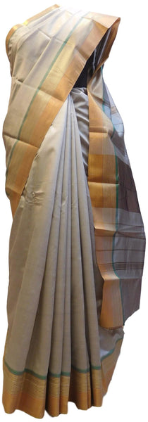 Grey Designer Bridal Hand Weaven Pure Benarasi Zari Work Saree Sari With Blouse