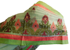 Green Designer PartyWear Pure Supernet (Cotton) Thread Work Saree Sari