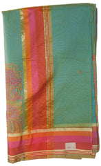 Green Designer PartyWear Pure Supernet (Cotton) Thread Work Saree Sari
