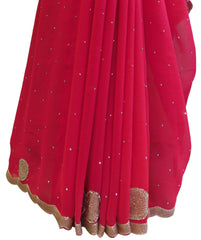 Gajari Designer PartyWear Georgette Thread Cutdana Stone Work Saree Sari