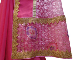 Pink Designer PartyWear Georgette & Brasso Zari Work Saree Sari