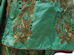 Turquoise Designer PartyWear Sana Silk Thread Kanth Stitch Work Saree Sari