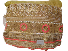 Pink & Beige Designer PartyWear Crepe (Chinon) & Net Thread Zari Pearl Stone Hand Embroidery Work Lahnega Style Saree Sari