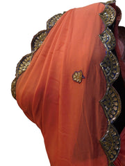 Gajari Designer PartyWear Georgette (Viscos) Cutdana Gota Hand Embroidery Cutwork Border Saree Sari