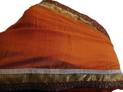 Orange & Blue Designer PartyWear Georgette Stone Zari Work Saree Sari