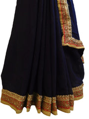 Turquoise & Blue Designer PartyWear Georgette Stone Zari Work Saree Sari